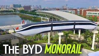 This is the monorail designed and fabricated in China by an electric cars company