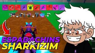 Enfrentei Um Servidor Inteiro de SPADACHIN USERS no BLOX FRUITS - Sharkizim 