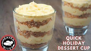 Quick No Bake Holiday Dessert Cup with Biscuit Crumbs and Cream