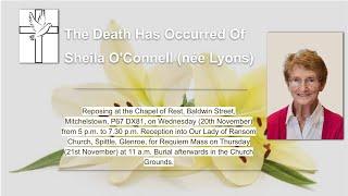 The death has occurred of Sheila O'Connell (née Lyons) Rip.