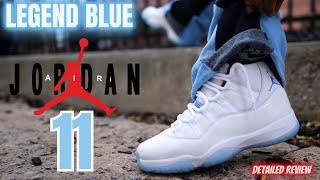 BACK & BETTER THAN EVER? 2024 JORDAN 11 LEGEND BLUE COLUMBIA DETAILED REVIEW & ON FEET W LACE SWAP