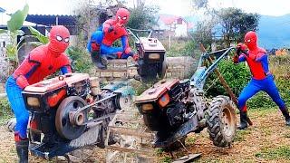 Spider-Man builds plows to work on the Farm | स्पाइडर मैन खेत में काम करने के लिए हल बनाता है