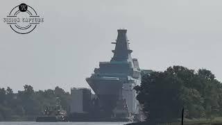 HMS Cardiff sails under Erskine Bridge