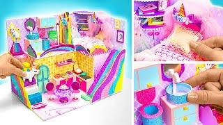 How To Craft Miniature Rainbow Unicorn Dream Palace  FUN DIY 