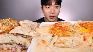 쉬레드 크림파스타!퀘사디아? 감자튀김 먹어보겠습니다!! 먹방 ASMR cream pasta quesadilla fried potato EATING SHOW