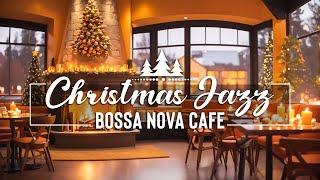 Instrumental Christmas Jazz Music with Cracking Fireplace Cozy Christmas Coffee Shop Ambience