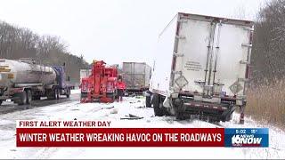 Treacherous weather causes crashes, delays on Indiana Toll Road