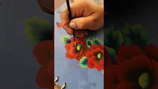  AMAZING Red flower painting using acrylics BASICS Included #shorts