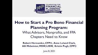 How to Start a Pro Bono Financial Planning Program