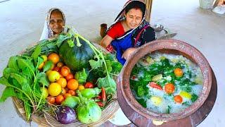 মাটির হাঁড়িতে চালে ডালে বাগানের তাজা সবজিতে একসঙ্গে সকালের দারুন খাবার | Summer season village food