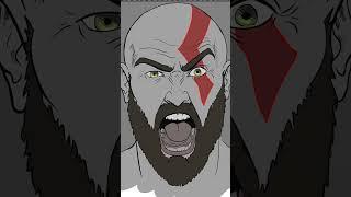 Kratos God of War Digital Painting Timelapse art YouTube short