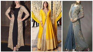 Partywear 50 Styling Jacket & Long Shrug Designs For Indo Western Dresses