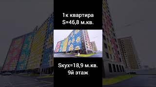 1к квартира в ЖК "Ромашки". S=46,8 кв.м.