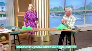 Holly Willoughby nylon feet popping bubble wrap