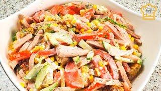 SALAD in 5 MINUTES l A simple sausage salad recipe l Just slice and the salad is ready!