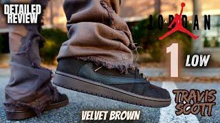 THE BEST ONE YET? JORDAN 1 LOW TRAVIS SCOTT VELVET BROWN DETAILED REVIEW & ON FEET & LACE SWAPS!