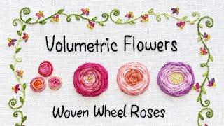 How to Embroider Woven Wheel Roses  Embroidery Tutorial | Volumetric Flowers Sampler Page | Part 2