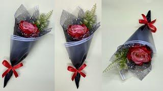 DIY | Tutorial for Making a Bouquet of Single Roses from Satin Ribbon, Easy and Simple