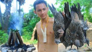 Primitive Technology with Survival Skills Hunting Birds ( Dove ) Cooking For Food