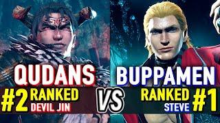 T8  QUDANS (#2 Ranked Devil Jin) vs BUPPAMEN (#1 Ranked Steve)  Tekken 8 High Level Gameplay