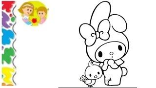 draw my melody | Sanrio | melody colouring cute easy melody drawing tutorials