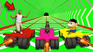 SHINCHAN AND FRANKLIN TRIED THE SEMI CIRCLE SPEED BOOSTER TUNNEL PARKOUR CHALLENGE GTA 5