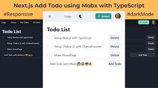 10. Next.js Add Todo using Mobx with TypeScript. Easy & Great State Management in React, Next.js