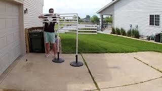 DIY custom PVC freestanding pool towel rack that holds 8 towels and spins- SUPER EASY BUILD!!