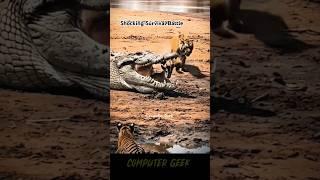Shocking Wild Survival Battle! Crocodile vs. Gazelle vs. Tigers #animals #nature #wildlife