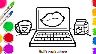 How to Draw a Laptop with a Lip | Easy Drawing | Step By Step