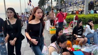 Cambodia Walking Tour 2024 - Virtual Walk @Riverside Phnom Penh City 4K