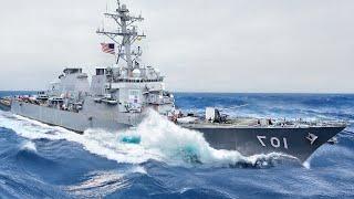 Life Aboard US Massive Destroyer Battling Scary Waves in the Ocean