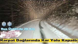 Karpat Dağlarında Kar Yolu Kapattı | Trucks Forced in Snowy Weather