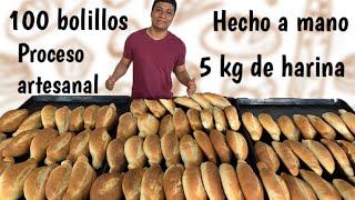 Hicimos 100 piezas de BOLILLO con 5 kg de harina proceso artesanal y FÁCIL