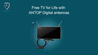 ANTOP Curved-panel Indoor HDTV Antenna with Smartpass Amplifier and built in 4G LTE Filter