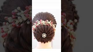 Elegant bun hairstyle for bridal #hairstyle #bunhairstyle