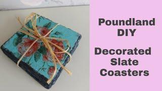 POUNDLAND CRAFT DIY - DECORATED SLATE COASTERS