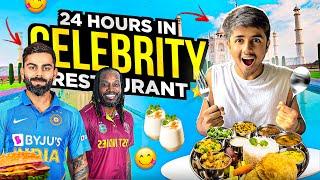 Eating At Celebrity Restaurants ‍ For 24 Hours⏰ Challenge  - Mann Vlogs
