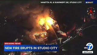 Studio City home catches fire and collapses