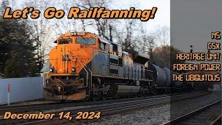 Two Trains with Interesting Power, and also the Ubiquitous!  Railfanning on December 14, 2024