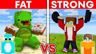 FAT Mikey vs STRONG JJ: NOOB vs PRO: House Build Battle in Minecraft