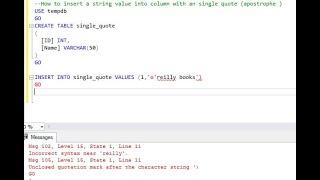 How to insert a string value into column with an single quote (apostrophe ) |  rohit techvlog