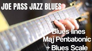 Joe Pass Jazz Blues Guitar Lesson with tabs- b5 substitutions, diminished passing chords and scales