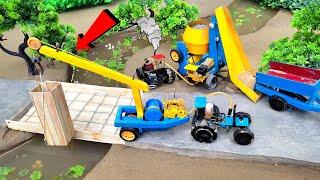 diy mini crane   making mini concrete bridge | diy tractor | water pump @KeepVilla