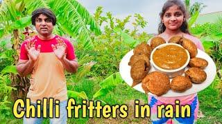 Chilli fritters in rain   | comedy video | funny video | Prabhu Sarala lifestyle