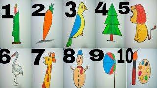 How to draw using Numbers 1-10 | numbers drawing for kids