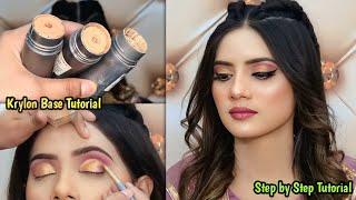 How to Apply Kryolan Tv Paint Stick Like a Pro || Flawless Base Tips with Gold CutCrease Eyemakeup!!