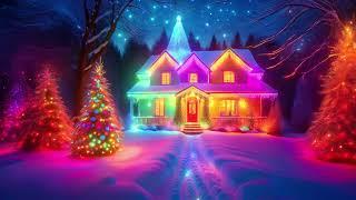 Christmas Night at Home Twinkling Stars and Lights 4K Art Background