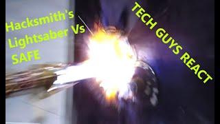 TECH GUYS REACT to Hacksmith's "Lightsaber Vs Bank Vault"