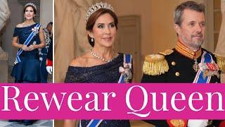 Rewear Queen Mary Mixes Up Jesper Høring Top with Oscar de la Renta Skirt with Pearl Poiré Tiara